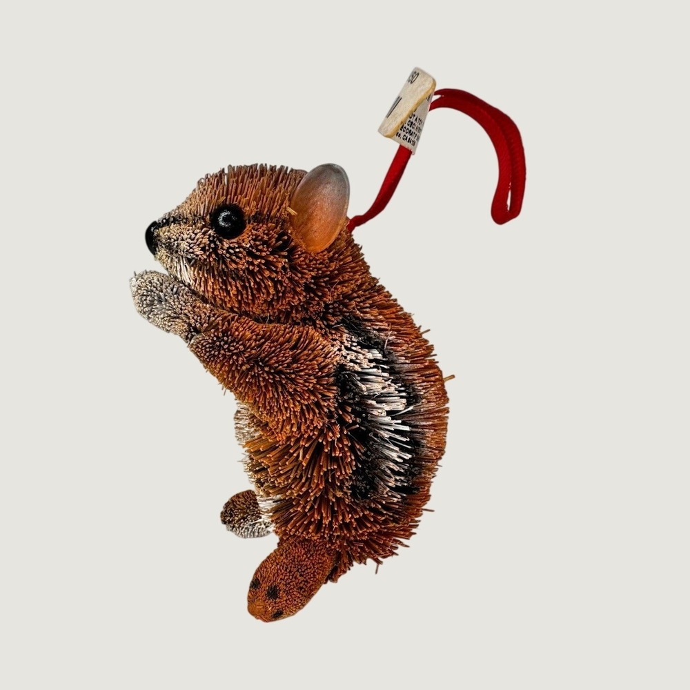 Pottery Barn Chipmunk Bristle Bottle Brush Hanging Christmas Ornament Woodland